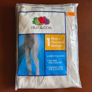 Fruit of the Loom Mens Thermal White Underwear Bottom Pants Size M NEW 2015